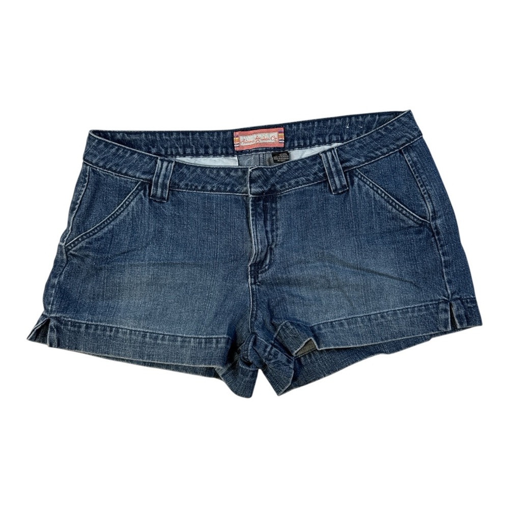 Arizona Jean Co Womens Denim Shorts Size 17 Blue Cuffed Mid Rise Casual